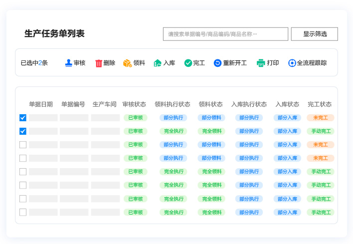 生產進度可視化，實現生產全流程跟蹤